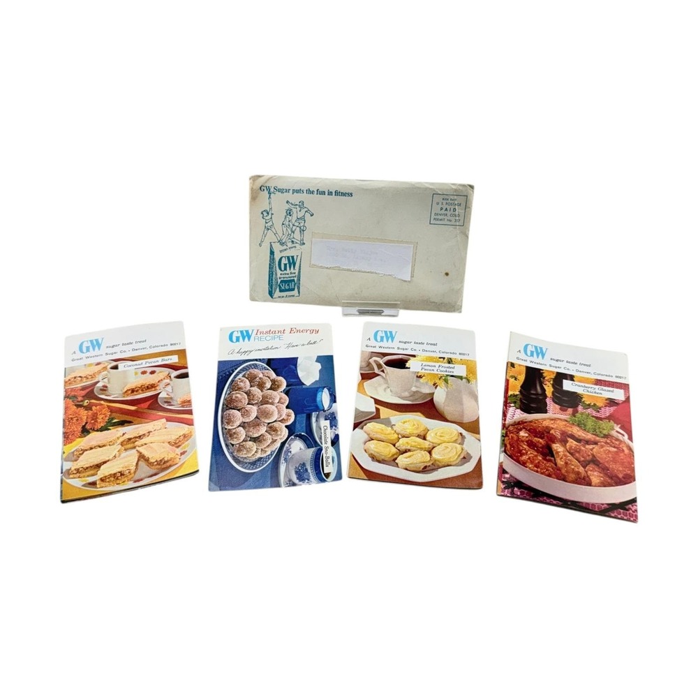 GW Sugar Fold-Out Recipe Pamphlets 1960s Multi-Color Instant Energy Set of 4